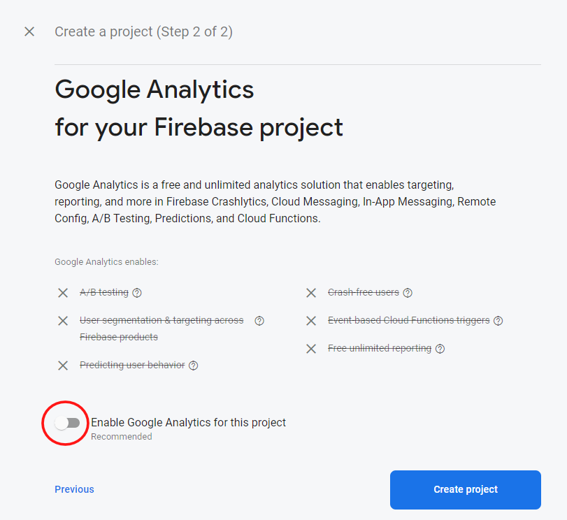 Disable Google Analytics