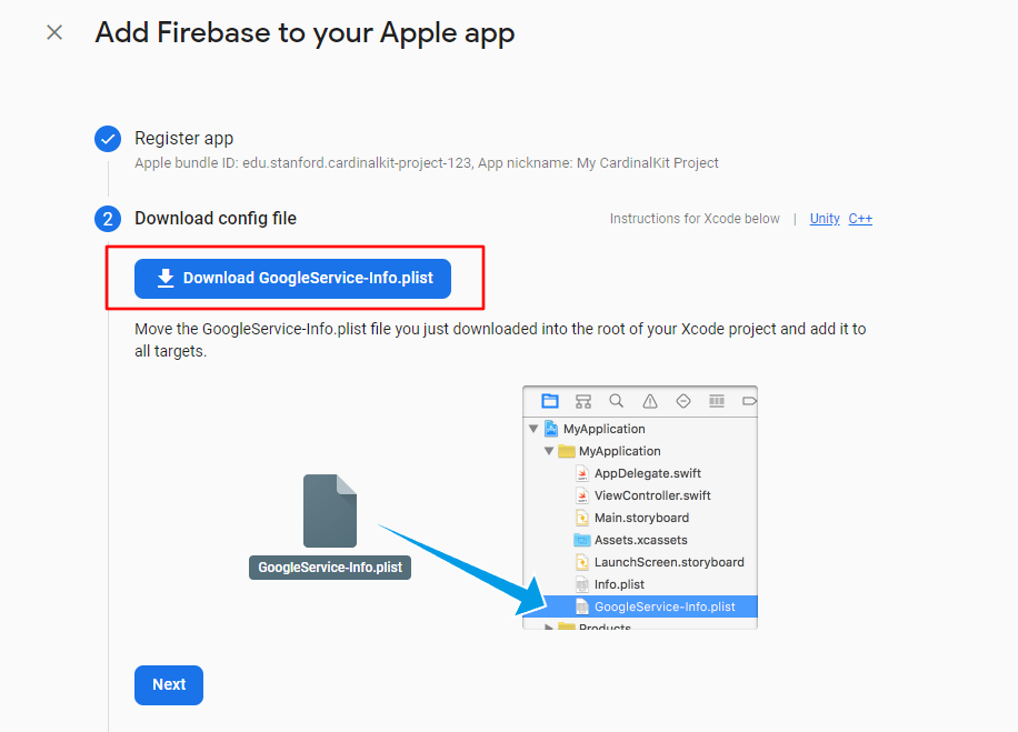 Link Firebase to App - Step 1